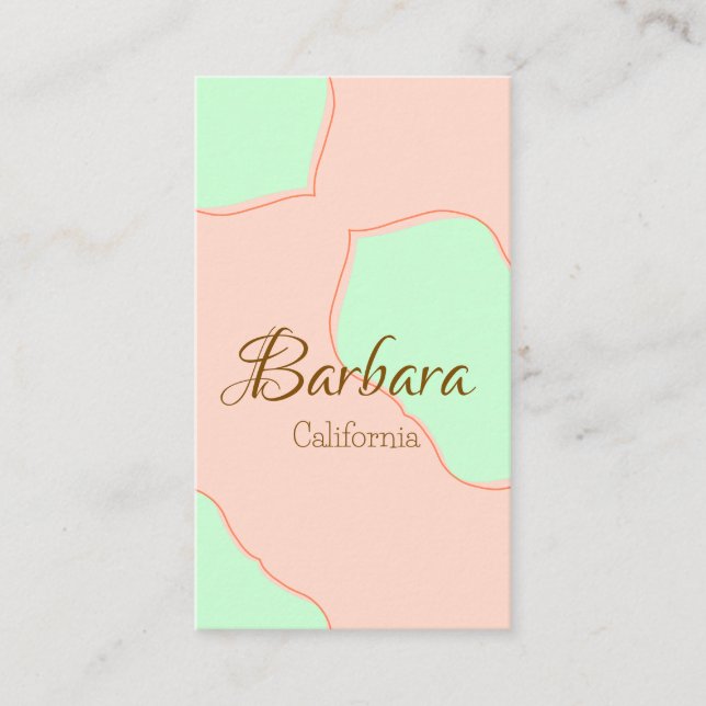 Orange green pastel boho add name place rustic ele visitkort (Framsida)