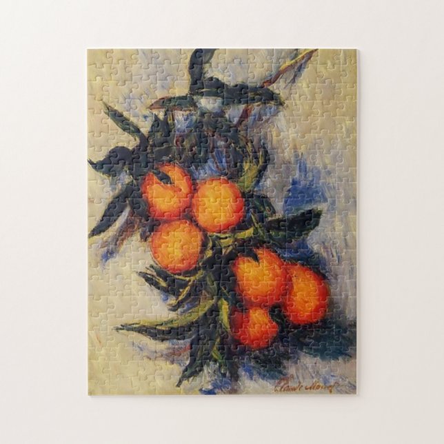Orange Gren med frukt- och bärkonstverk Pussel (Vertikal)