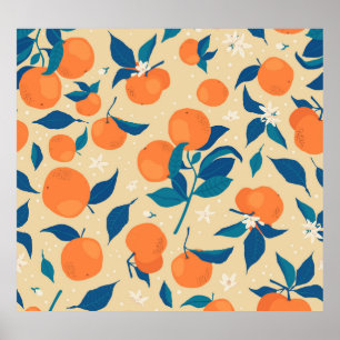 Orange Grenar: Beige Background Mönster Poster