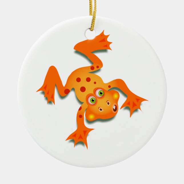 Orange groda julgransprydnad keramik (Framsidan)