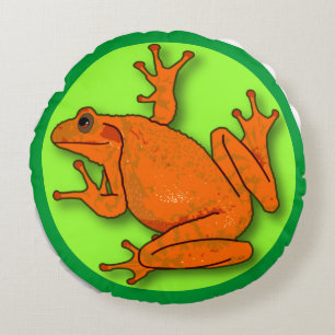 Orange groda runt Dekorativ kudde