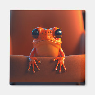 Orange Groda Slående Söt Makroporträtt Magnet