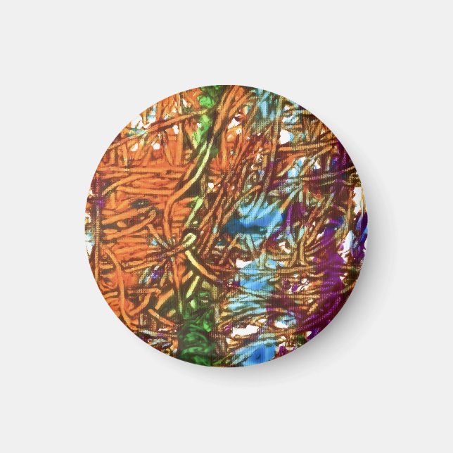 Orange, Grön, Blå, Lila Marmor Konstverk Magnet (Framsidan)