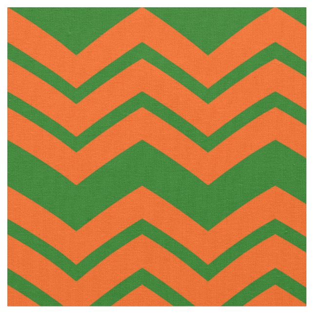 Orange Grön Chevron Sicksack Design  Tyg (Närbild)