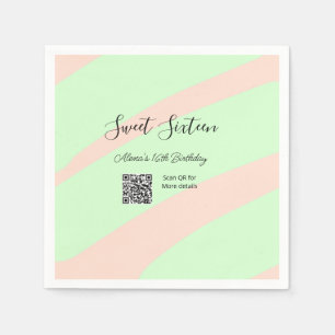 Orange grön pastell QR Söt sextonårs födelsedag Pappersservett