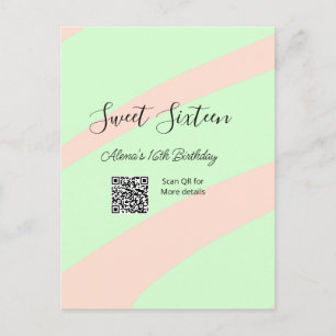 Orange grön pastell QR Sweet sixteen födelsedag Vykort