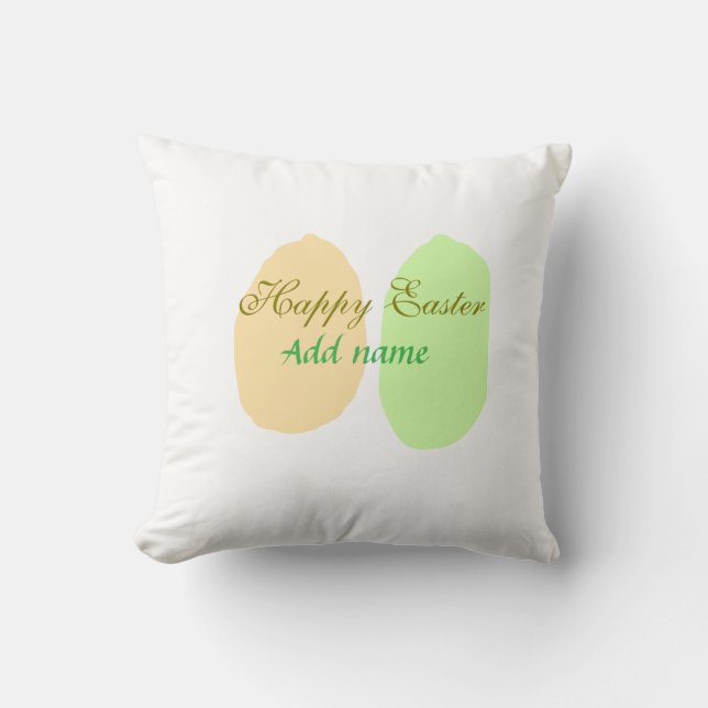 Orange grönt ägg glad påsk lägg till namn meddelan kudde (Framsida)