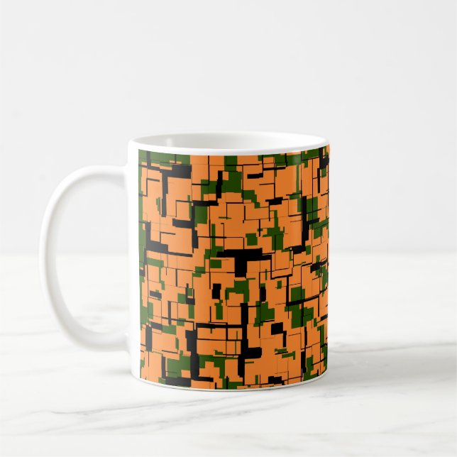 Orange Grönt Black Digital Camo Mönster Kaffemugg (Vänster)