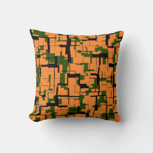 Orange Grönt Black Digital Camo Mönster Kudde
