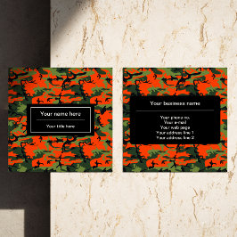 Orange Grönt Camouflage, militär, armé Fyrkantigt Visitkort