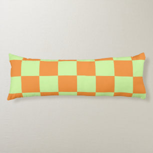 Orange Grönt Citrus Checkered Gingham Mönster Kroppskudde