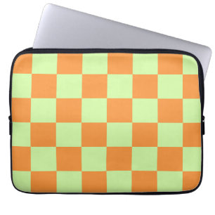 Orange Grönt Citrus Checkered Gingham Mönster Laptop Fodral