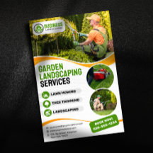 Orange & grönt Garden Landscaping Lawncare Mwing