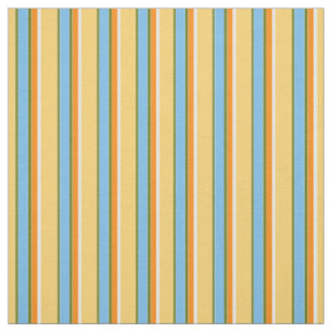 Orange Grönt Gult Light Blue Rand Mönster Tyg