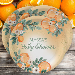 Orange Grönt Löv Citrus Baby Shower