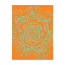 Orange Grönt Mandala