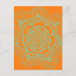 Orange Grönt Mandala Vykort