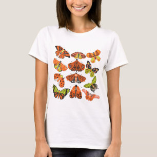 Orange Grönt Moth and Butterfly T-Shirt