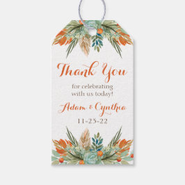 Orange, Grönt och Anpassningsbar för bruna Blommig Presentetikett