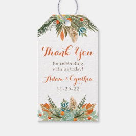 Orange, Grönt och Anpassningsbar för bruna Blommig Presentetikett