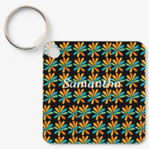 Orange, Grönt och Blåa blommor