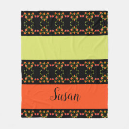 Orange, grönt och svart fleecefilt