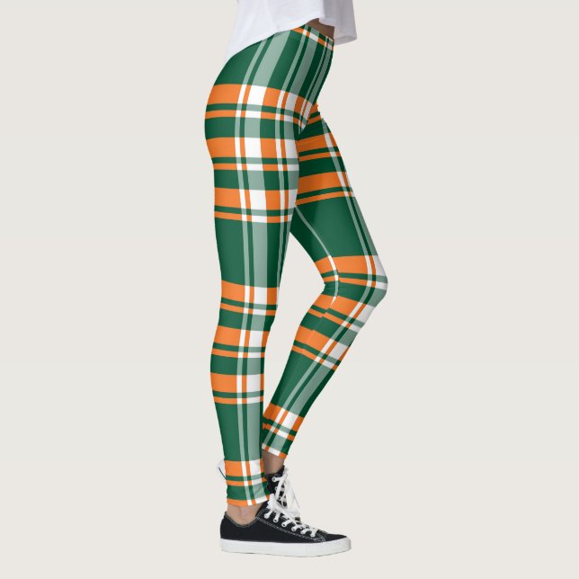 Orange grönt plaid mönster leggings (Höger)