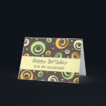 Orange Grönt Retro Grandson Birthday Kort<br><div class="desc">Födelsedagskort för barnson med roligt grönt,  orange och gult i mönster och tankfull vers.</div>