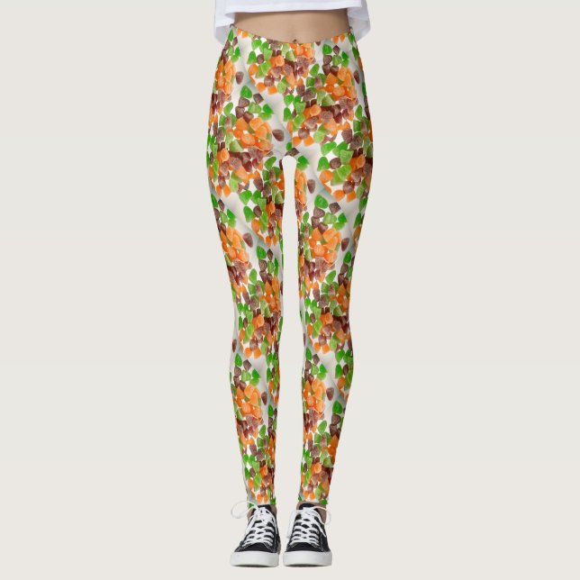 Orange grönt rödgum kandisocker sprinklat socker m leggings (Framsida)