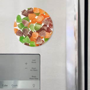 Orange grönt rödgummikandy sprinklad med socker magnet