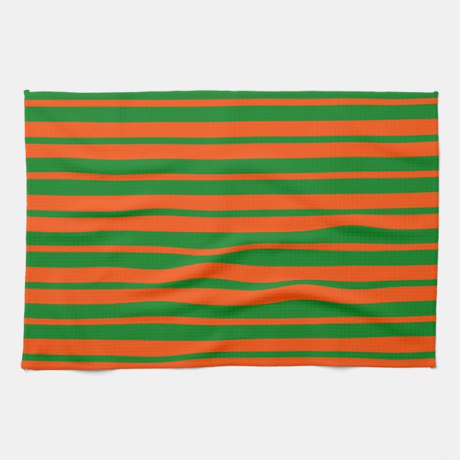 Orange Grönt Snyggt Rand Mönster Design Kökshandduk (Horisontell)
