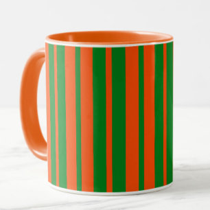 Orange Grönt Snyggt Rand Mönster Design Mugg