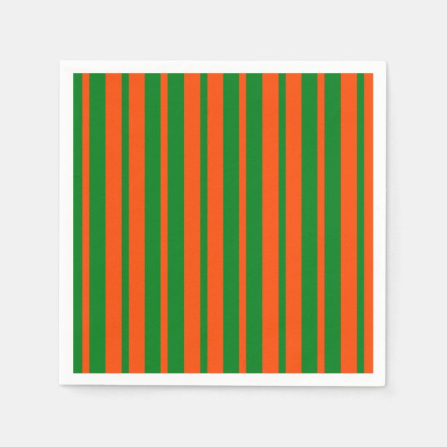Orange Grönt Snyggt Rand Mönster Design Pappersservett (Framsidan)