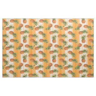 Orange Grönt Tropiskt ananas Fruit Mönster Tyg