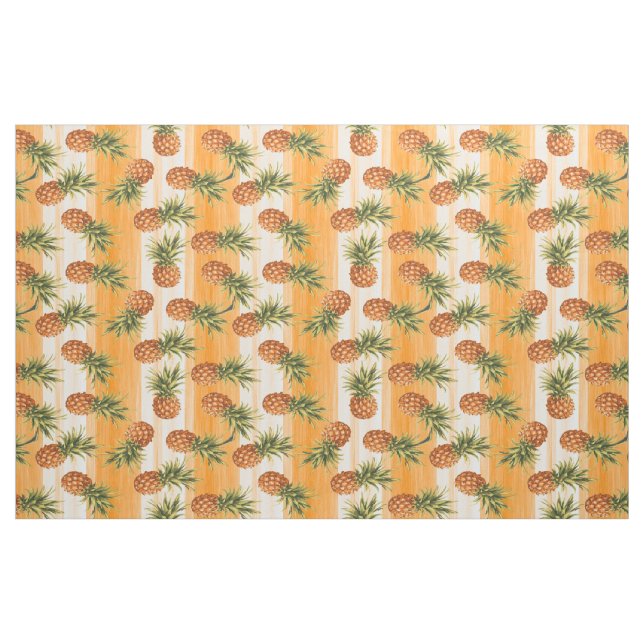 Orange Grönt Tropiskt ananas Fruit Mönster Tyg (Fat Quarter)