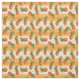 Orange Grönt Tropiskt ananas Fruit Mönster Tyg