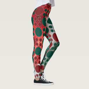 Orange Grönt Vita polka-punktkopplingar Leggings