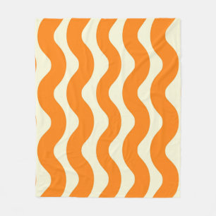 Orange Groovy Vågigt Rand Abstrakt Modern Vår Fleecefilt