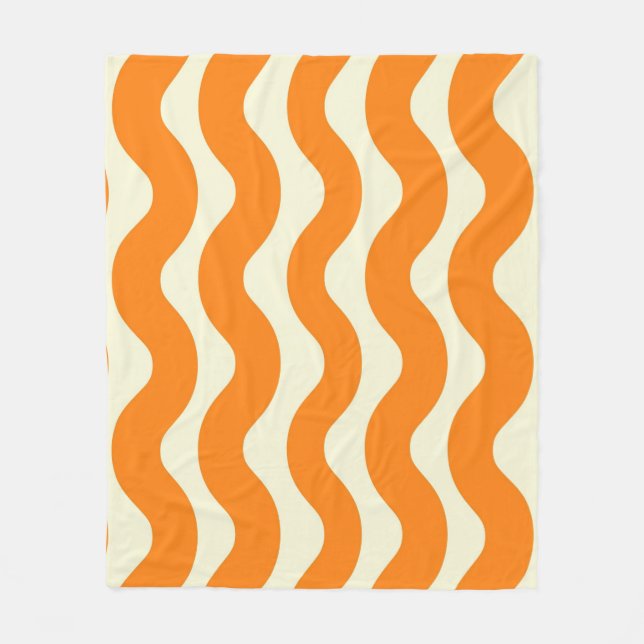 Orange Groovy Vågigt Rand Abstrakt Modern Vår Fleecefilt (Framsidan)