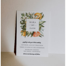 Orange Grove Botanical Citrus Ram Bröllop Inbjudningar