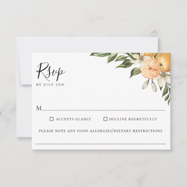 Orange Grove Citrus Bröllop Food Allergy OSA (Framsida)