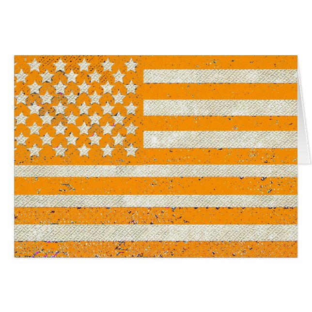 Orange grunge American flagga Hälsningskort (Framsidan Horizontal)