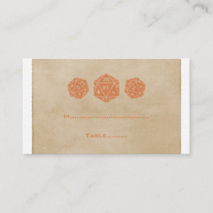 Orange Grunge D20 Dice Gamer Place Card Placeringskort