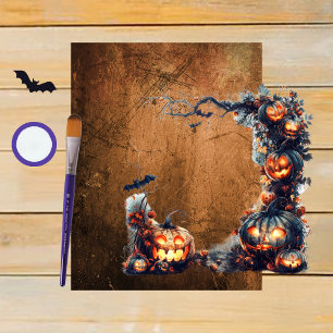 Orange Grunge Halloween Scrapbook Papper