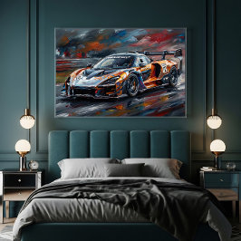 Orange GTR Superbil Racerbilar Poster