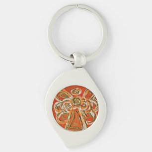 Orange Guardian Angel Anpassningsbar Keychains Swirl Silverfärgad Nyckelring