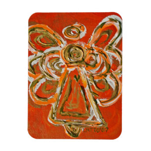 Orange Guardian Angel Anpassningsbar Magnet Art Pa