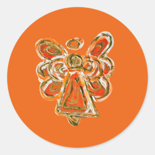 Orange Guardian Angel Art Decal Stickers Runt Klistermärke