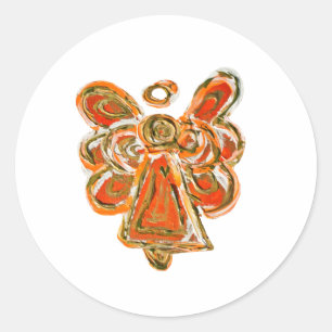 Orange Guardian Angel Art Decal Stickers Runt Klistermärke