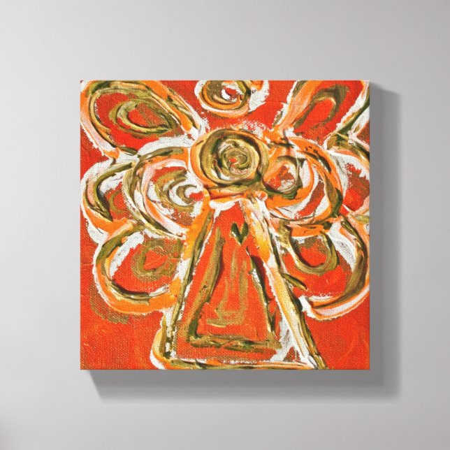 Orange Guardian Angel Art Wrapped Canvas Painting (Framsida)